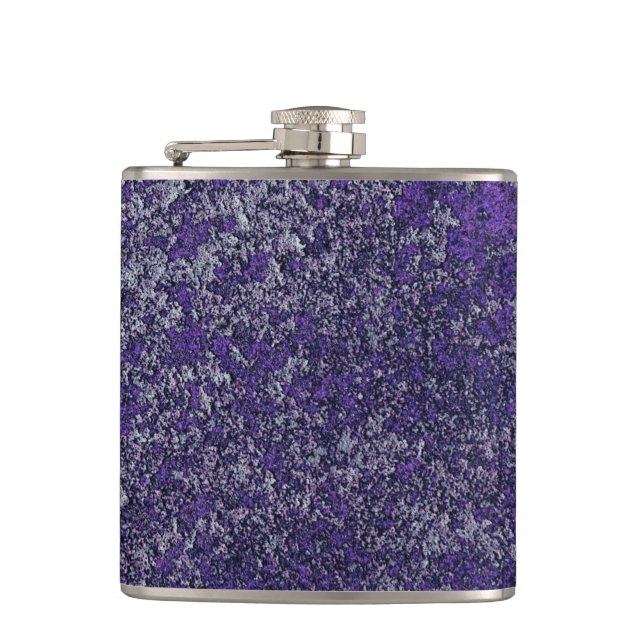 Dark Royal Purple Rusted Metal Texture Abstract Flask (Front)