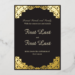 Dark Royalty Wedding Invitation Foil Invitation