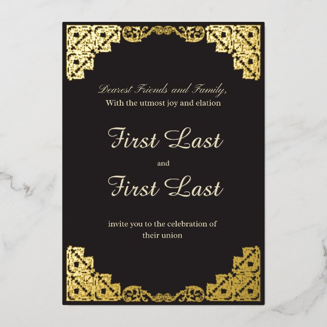 Dark Royalty Wedding Invitation Foil Invitation (Front)