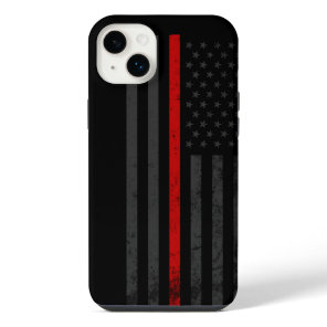 Dark & Rugged | Fire Fighter Red Line Flag iPhone 14 Plus Case
