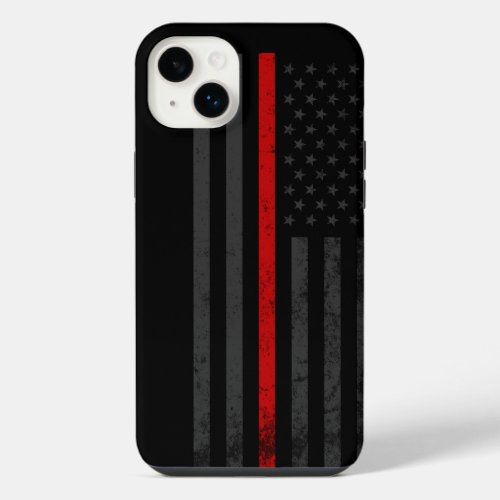 Dark  Rugged  Fire Fighter Red Line Flag iPhone 14 Plus Case