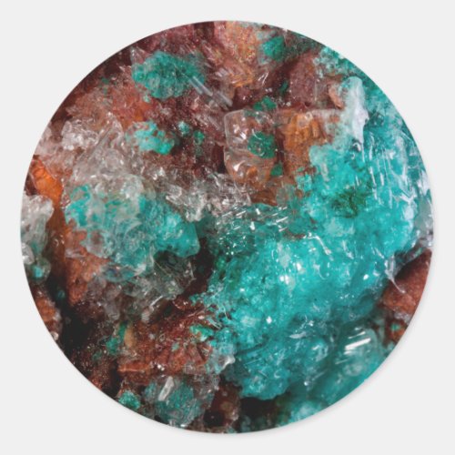 Dark Rust  Teal Quartz Classic Round Sticker