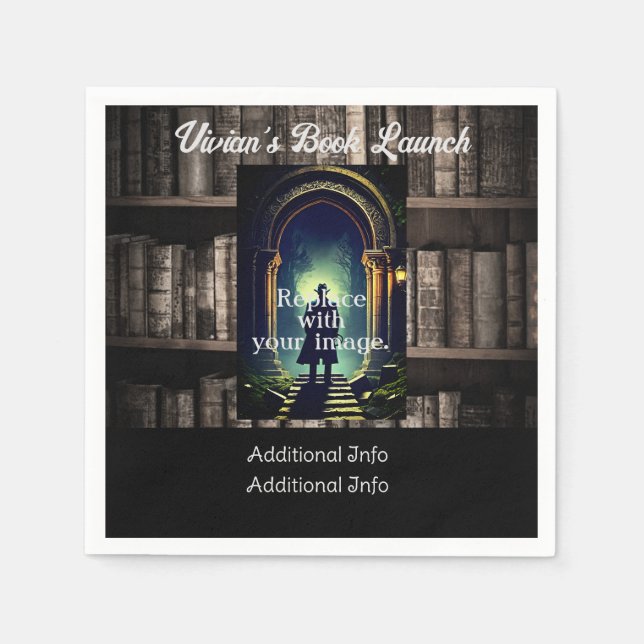 Dark Rustic Bookshelves Background Napkins (Front)