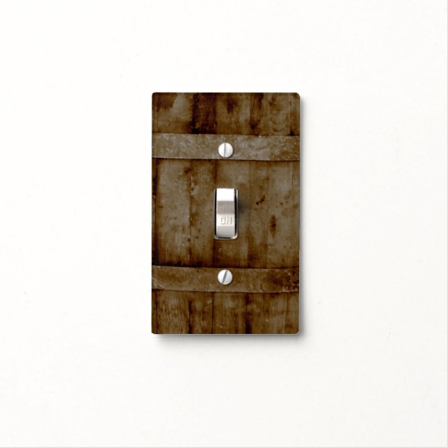 Dark Rustic Brown Wood Light Switch Cover (In Situ)