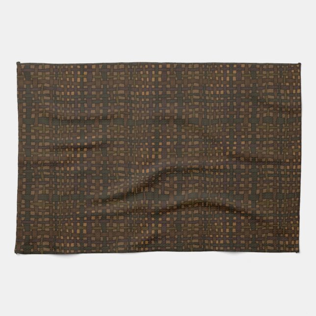 Dark Rustic Burlap with Golden Glow Kitchen Towel (Horizontal)