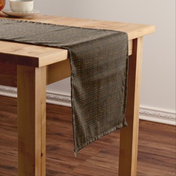 Dark Rustic Burlap With Golden Glow Short Table Runner by KreaturShop at Zazzle