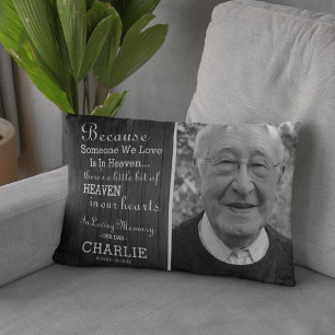 Dark Rustic Family Memorial Quote & Photo Accent Pillow