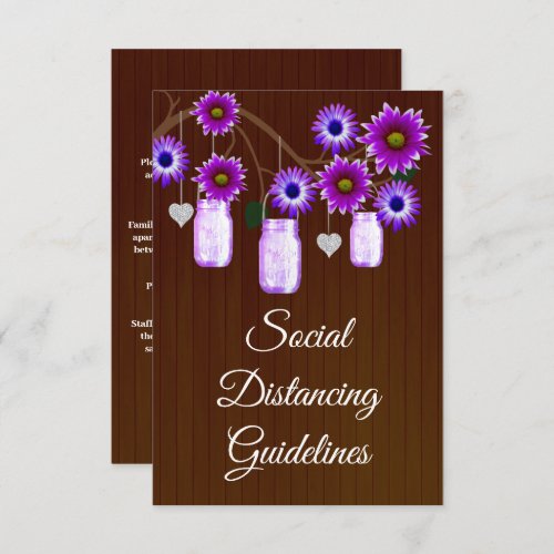 Dark Rustic Purple Floral Mason Jar Safety Measure Enclosure Card