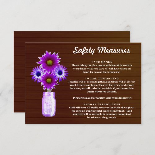 Dark Rustic Purple Floral Mason Jar Safety Measure Enclosure Card