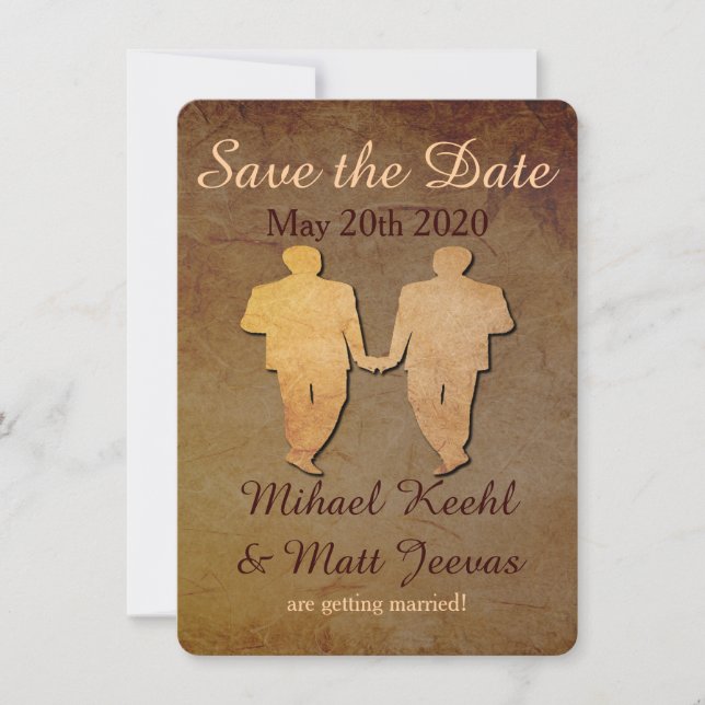 Dark Rustic Save the Date Card Gay Wedding (Front)
