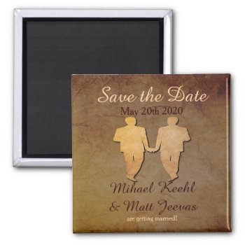 Dark Rustic Save The Date Magnet Gay Wedding by AGayMarriage at Zazzle