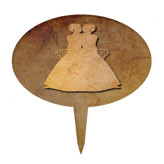 Dark Rustic Vintage Texture Lesbian Cake Topper (Front)
