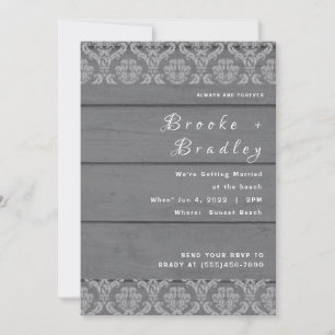Dark Rustic Wood Floral Wedding Invitation