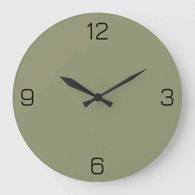 Dark Sage Green 91946E Color - Option to Add Name Large Clock (Front)