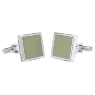 Dark Sage Green 91946E Monochrome Solid Color Cufflinks