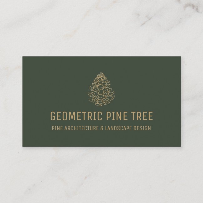 Dark Sage Green Beige Forest Tree Rustic Pine Cone Business Card