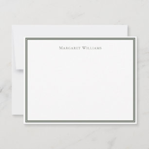 Dark Sage Green Border Professional Modern Note Card