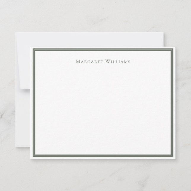 Dark Sage Green Border Professional Modern Note Card (Front)