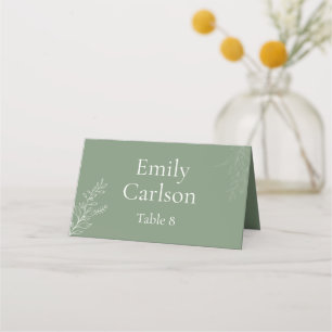 Dark Sage Green Botanical Place Card