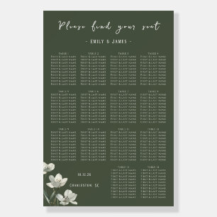 Dark Sage Green Botanical Wedding Foam Board