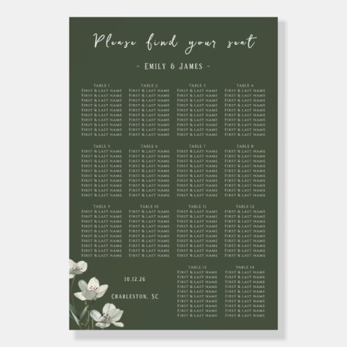 Dark Sage Green Botanical Wedding Foam Board