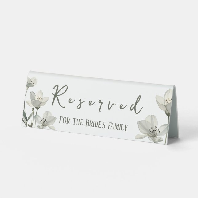 Dark Sage Green Botanical Wedding Table Tent (Front)