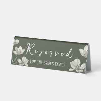 Dark Sage Green Botanical Wedding Table Tent