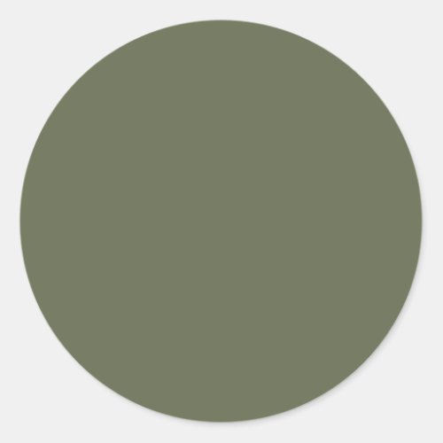 Dark Sage Green Elegant Neutral Solid Color Classic Round Sticker