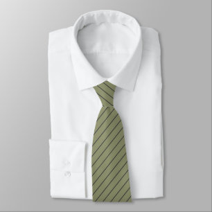 Dark Sage Green with Charcoal Gray Pinstripes Neck Tie
