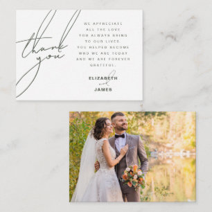Dark Sage Minimalist Photo Wedding Thank You Card