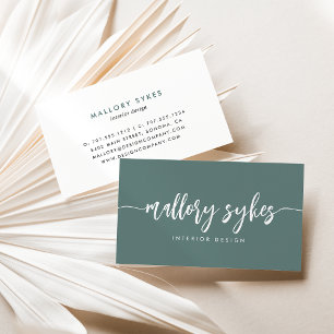 Dark Sage Modern Signature Script Business Card