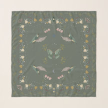 Dark Sage Scandinavian Folk Hummingbird