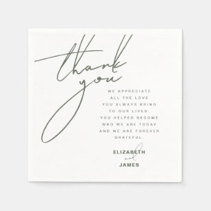 Dark Sage Simple Minimalist Wedding Thank You Napkins