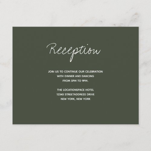 Dark Sage Typography Reception Info Enclosure Card
