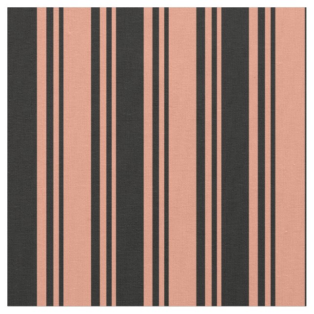 Dark Salmon and Black Colored Lines Fabric (Close Up)