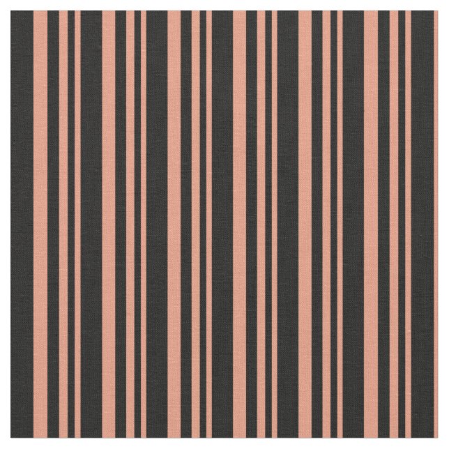 Dark Salmon and Black Lines/Stripes Pattern Fabric (Close Up)