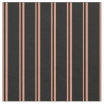 [ Thumbnail: Dark Salmon and Black Stripes Fabric ]
