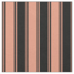 [ Thumbnail: Dark Salmon and Black Stripes/Lines Pattern Fabric ]
