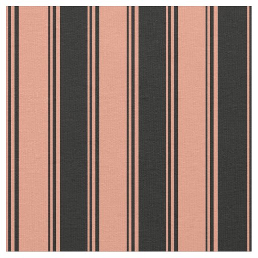Dark Salmon and Black Stripes/Lines Pattern Fabric