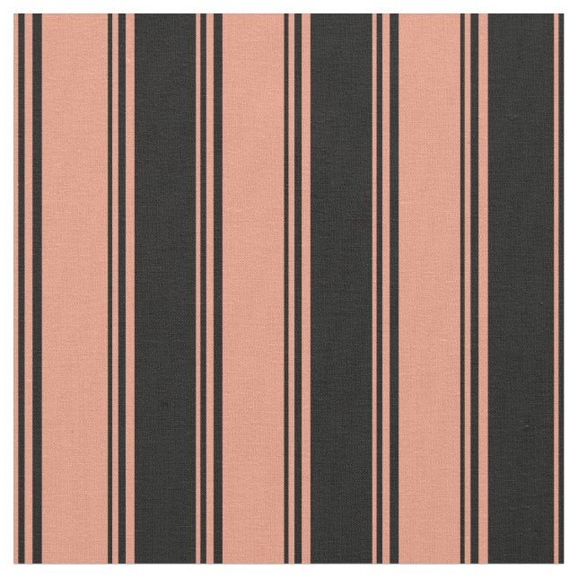 Dark Salmon and Black Stripes/Lines Pattern Fabric (Close Up)