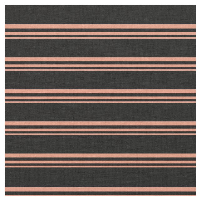 Dark Salmon and Black Stripes/Lines Pattern Fabric (Close Up)