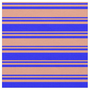 Dark Salmon and Blue Colored Lines Fabric