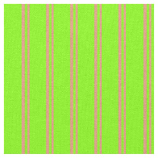 Dark Salmon and Chartreuse Colored Lines Fabric