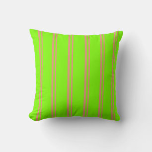 Dark Salmon and Chartreuse Colored Lines Pillow