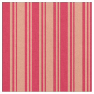 Dark Salmon and Crimson Lined Pattern Fabric