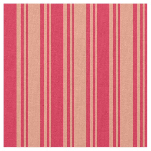 Dark Salmon and Crimson Lined Pattern Fabric
