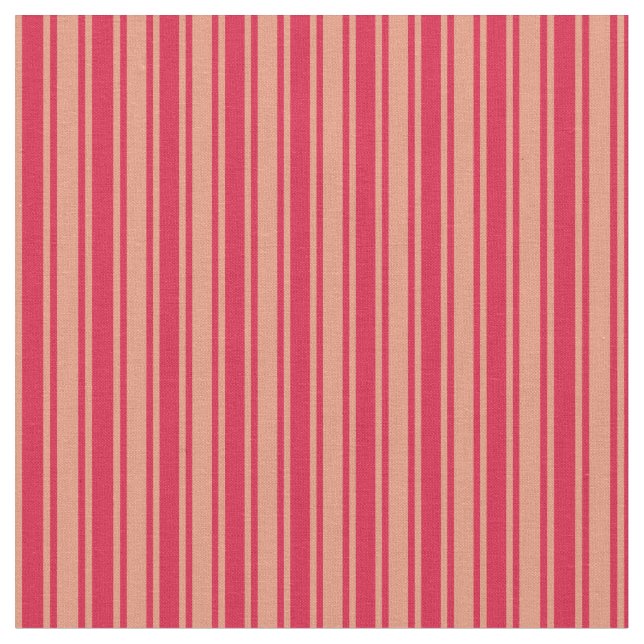 Dark Salmon and Crimson Lines/Stripes Pattern Fabric (Close Up)