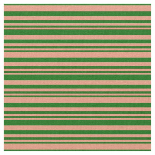 Dark Salmon and Dark Green Stripes Pattern Fabric