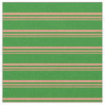 [ Thumbnail: Dark Salmon and Forest Green Colored Stripes Fabric ]