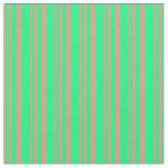 [ Thumbnail: Dark Salmon and Green Colored Stripes Fabric ]